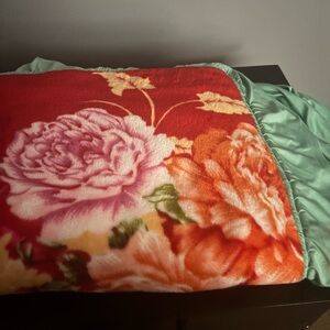 Floral Red and Orange Blanket